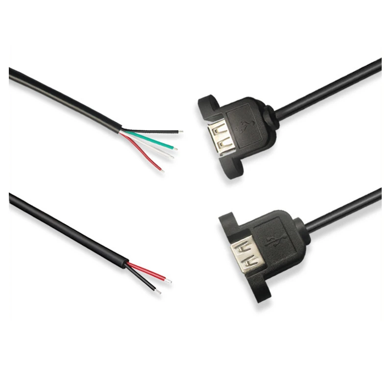 4 wires Panel Mount USB20 Type A Socket to open end tinned Cable 4 wires Panel Mount USB20 Type A Socket to open end tinned Cable