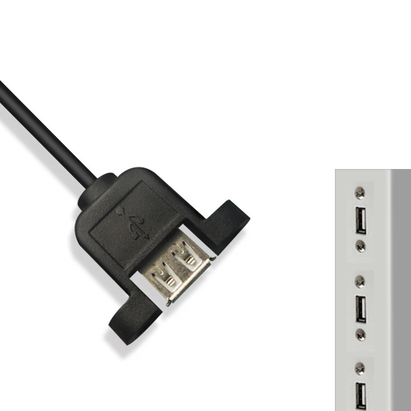 Panel mount USB20 female to 4 tinned wires pigtail cable Panel mount USB20 female to 4 tinned wires pigtail cable